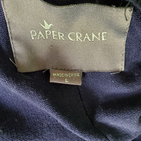 Paper Crane Anthropologie Navy Blue Deconstructed Tunic Sweater Sz L - Picture 7 of 9